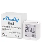 Shelly H&T Gen3 Weiß | WLAN und Bluetooth Intelligenter Thermometer Hygrometer | Temperatur & Luftfeuchtigkeitssensor mit APP iOS Android & Datenspeicherung | Lange Batterielebensdauer