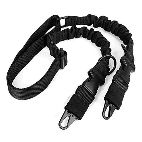 2 Point Rifle Sling Heavy Duty Nylon Two Point Gun Shoulder Strap for Hunting Shooting - Einstellbare Military Army Airsoft Sling mit Metallhaken (SCHWARZ)