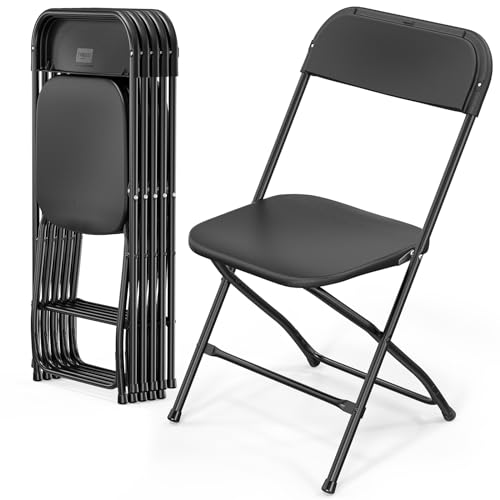 Bonnlo Klappstuhl, Gartenstühle 6er Set, Klappstuhl Caming Balkon Garten, Stapelbar, aus Metall & Kunsttoff, bis 158KG, Schwarz