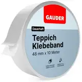 GAUDER Teppichklebeband (10 m) | Klebeband für Bodenbeläge, Treppenstufen und mehr | Teppichband doppelseitig für Renovierungsarbeiten