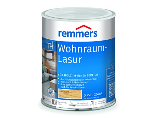 Remmers Wohnraum-Lasur farblos, 0,75 Liter, Holzlasur innen, für Möbel, Böden, Innentüren und Treppen geeignet, mit Abperleffekt