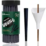 UBUNG 50 Stück Große Größe Schwarz Konisch vorgedrehte Hülsen, King Size 108 mm Konisch Papiers Hülsen, Einschließlich 1 Trichterlader und 1 Putter für Verpackungen