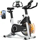 LABGREY Heimtrainer Fahrrad, Fitness Fahrrad für Zuhause, Indoor Kardio Training, Bike mit Pulsmesser, LCD Display, Ipad Halter, Sitz & Widerstand Einstellbar (Grau)