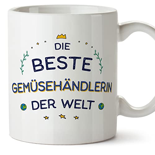 Mugffins Tassen/Becher mit Spruch für GEMÜSEHÄNDLERIN - Auf Deutsch - Beste der Welt - 11 oz / 330 ml - originelles und lustiges Geschenk Mitarbeiter
