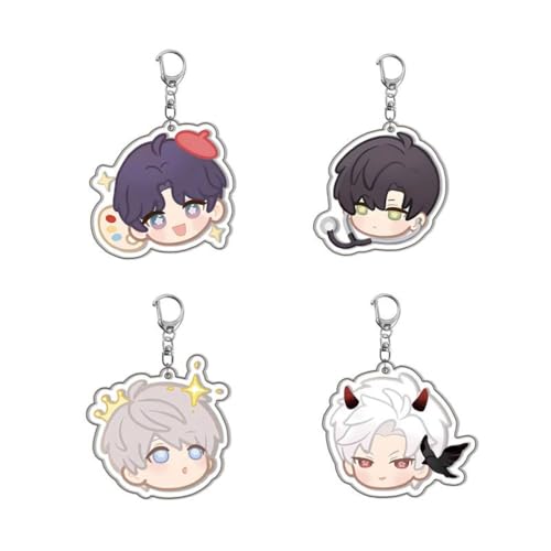 MayDee Love Deepsapce Schlüsselanhänger Chibi Figur Keychain, 4 Acryl Sylus Love Deepsapce Figur Anhänger Für Anime Fans