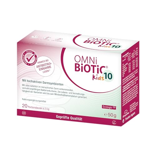 OMNi BiOTiC 10 Kids | 20 Portionen (50 g) | 10 Bakterienstämme | 10 Mrd. Keime pro Tagesdosis | Pulver | Mit Inulin | Vegan | Glutenfrei | Lactosefrei | Zur täglichen Anwendung