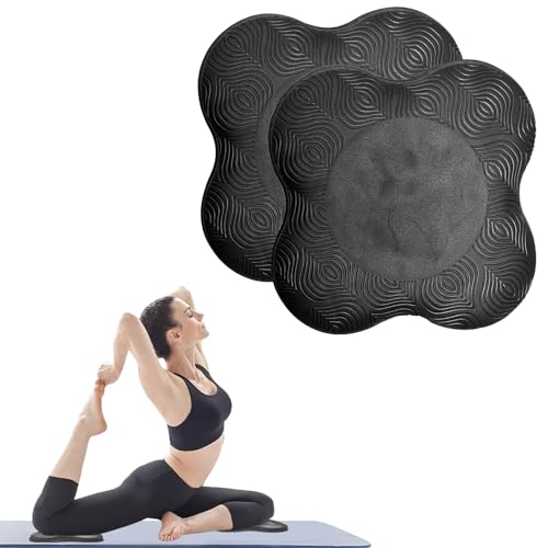 Kniekissen Yoga, 2 Stücke Rutschfest Yoga Knie Padmatte 20x20cm Knieschoner Matte Unterstützung der Knie Handgelenke und Ellenbogen, für Yoga Fitness Pilates (Schwarz)