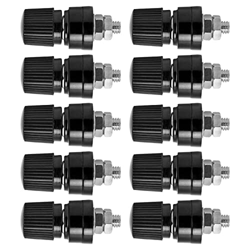 10Pcs Kupfer Vernickelt Erdungspol Wechselrichterklemme M6 32mm Schraube 44MM Länge 0V-380V(black)