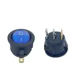 JIQKMZXX 4Pcs 3Pin ON/Off Car 220V/12V Round Rocker Dot Boat LED Light Toggle Switch SPST Light Switch (Kcd105blue,220V)