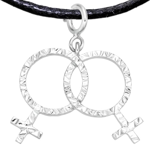 PRIDE Fashion Jewelry - Lesbisch Anhänger Charm mit Halsband, Auch für Armband - Lesbische LGBTQ+ Accessoires, Ideal für LGBT Pride und Festivals - Handgefertigt in Prag (Lesbian Schmuck, Platiniert)