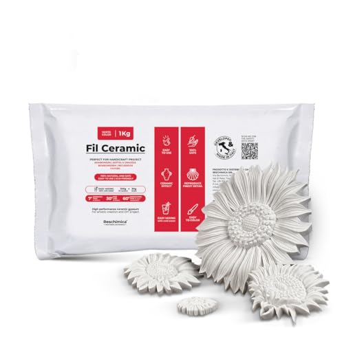 Ungiftiges Gipspulver zum Gießen, geruchloser Keramikgips, Modelliergips, Gießpulver weiß für Hobbygebrauch und kreative Projekte, Weiß, DIY (1 kg)
