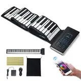 VEVOR Roll-Up-Keyboard-Piano mit 88 Tasten, 128 Rhythmen, 128 Töne, tragbares elektrisches digitales Handrollpiano mit wiederaufladbarem Akku, 2-W-Lautsprecher, LED-Anzeige, 5 Anschlüsse, MIDI