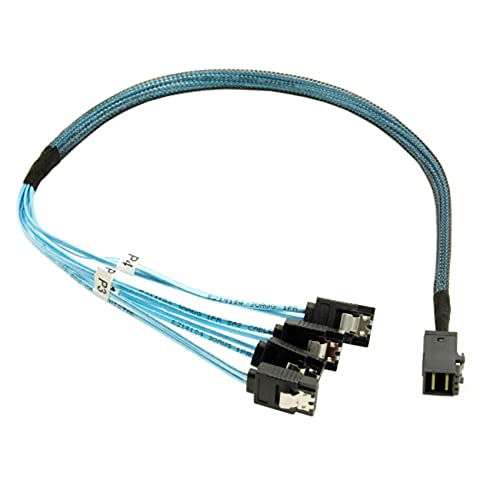 Cablecc Internes Mini SAS HD SFF-8643 Host auf 4 SATA 7-polige Zielfestplatte 6 Gbit/s Datenserver Raid Kabel
