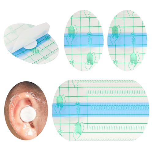 LUCKNIGHT 20 Stück Wasserdicht Ohr Patches, Ultradünne Transparente Ohrabdeckungen Ohr Wasserdichte Aufkleber Erwachsene Ohrenschützer Wasser Kinder Waterproof Ear Stickers 6.8 x 4.4 cm