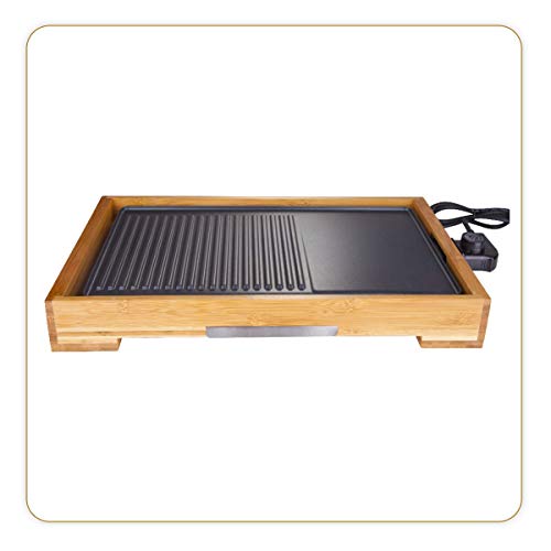 LITTLE BALANCE 8280 Happy Grillplatte, Bambus Elektrogrill & Plancha, Edelstahl 18/1394