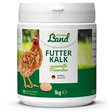 HÜHNER Land Futterkalk für Hühner 1kg – Essenzielle Mineralien für Starke Knochen und Feste Eierschalen, Natürliche Mischung für Hühnerfutter aus Algenkalk und Calcium, Knochen & Eibildung