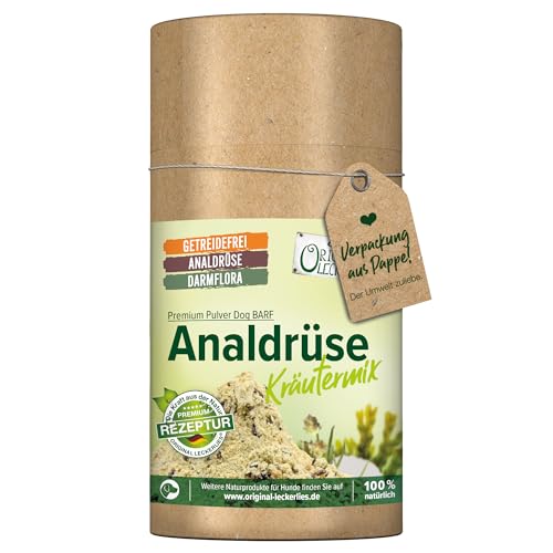 ORIGINAL LECKERLIES® Dog Barf Analdrüse-Kräutermix – Pulver für Hunde I natürliche Unterstützung der Analdrüsen, Verdauung, Darmflora und Darmtätigkeit sowie eines gesunden Darms (750 g)