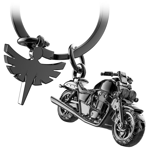 FABACH Motorrad Schlüsselanhänger Mit Schutzengel - Geschenk Für Motorradfahrer - Glücksbringer Engel 'Fahr Vorsichtig'