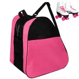 ADERTOS Inliner Tasche Rollschuhetascher Rosa Skatertasche Skischuhtasche mit verstellbarem Schultergurt Ice Skate Eishockey Bag Damen Schlittschuhtasche für Mädchen Eishockeyschlittschuhe