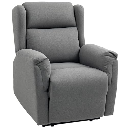 HOMCOM Relaxsessel, Fernsehsessel mit Liegefunktion, TV-Sessel mit Taschenfederkern, Gepolstert Liegesessel, Ruhesessel bis 150 kg belastbar für Wohnzimmer, Schlafzimmer, Dunkelgrau