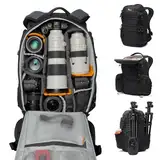Lowepro ProTactic BP 450 AW III Kamerarucksack, 4 Zugriffspunkte, professionelle Kameratasche, DSLR/Drohnen/spiegellos, bis zu 16"-Laptop, Regenhaube, für Fotografen, Videografen, Volumen 28 l