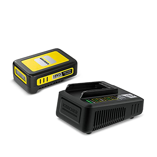 Kärcher 18 V Starter Kit 18/25, 18 V/2,5 Ah Akku mit Schnellladegerät, Lithium-Ionen-Akku, Ladezeit: in weniger als 1,5 Stunden zu 100 % aufgeladen, für alle Geräte der 18 V Battery Power Plattform