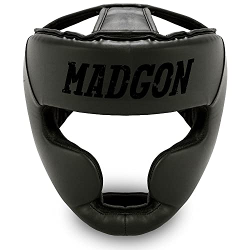 MADGON Premium Kopfschutz, Boxhelm mit Perfekter Sicht und maximalem Schutz, Gesichtsschutz für Kampfsport, MMA, Boxen, Kickboxen & Sparring