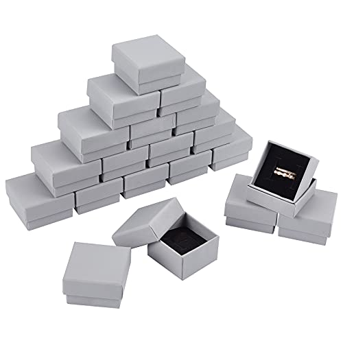 nbeads 20 Stück Karton Schmuckschatullen, Graue Papierboxen Set Geschenkboxen Mit Schwammmatte Für Armband Halskette Ohrring Anhänger Schmuck, 5.1x5.1x3.1 cm