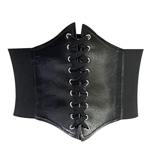 Korsett Damen,Schwarz Taille Piratenkostüm Gürtel,Halloween-Kostüm,Taillengürtel,Corset Belt,Schwarzes Pirat Breit Corsett,Retro Leder Corsage Frauen,Schnürkorsett Catwoman (Kunstleder, Schwarz)