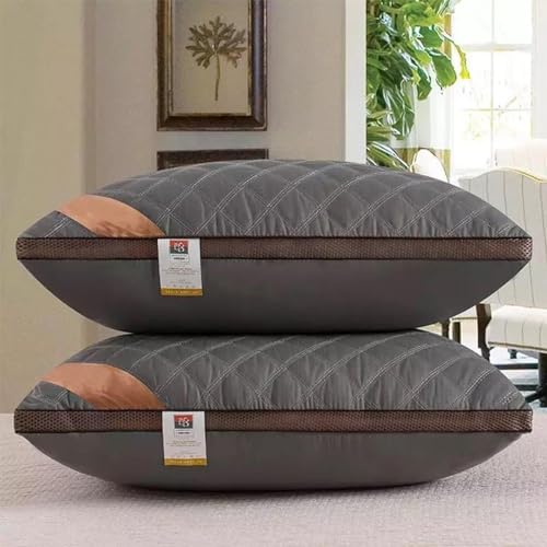 Hotel Grade Pillow-Füllung-Weiches Daunenkissen Mit Nackenschutz Und Einschlafhilfe Für Rücken-Und Seitenschläfer,Aus Hautfreundlicher Baumwolle,EIN Must-Have Für Zu Hause (Grau, 42 * 70CM)