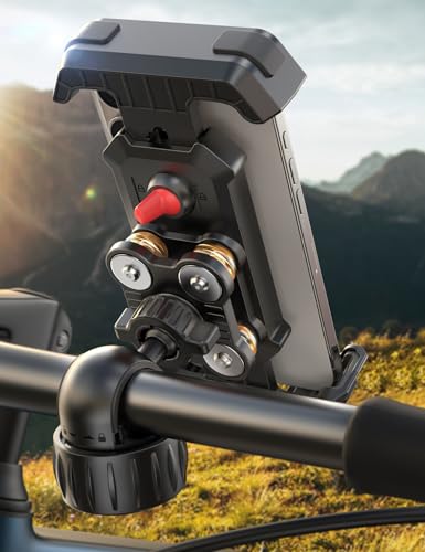 JOYROOM 2025 Handyhalterung Fahrrad【Neueste Stoßdämpfer】 Universal Handyhalter Motorrad, Anti-Shake Handy Halterung Fahrradlenker für iPhone 16/15/14 Pro Max, Samsung S24/23 Ultra, Smartphone 4,7"-7"