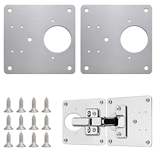 Scharnier Reparaturplatte, Edelstahl Scharnier Reparaturplatte,Küchenschrank Reparaturplatten mit Schrauben für die Reparatur von Tür Schrank Wohnmöbel Schublade Kisten Fenster (2 Stück)