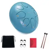 VixxNoxx Stahlzungentrommel Regentrommel Outdoor Garten Hand Drum Handpan Drum 6 Zoll 8 Noten C Key Musikinstrumente Percussion Instrument (Moos Blau)