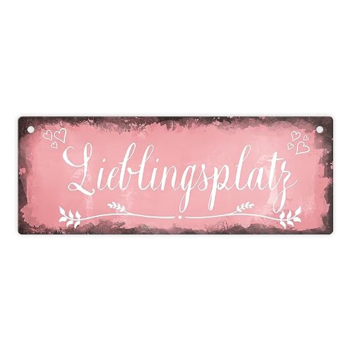 Lieblingsplatz Metallschild für den schönsten Platz in rot schönes dekoratives Blechschild für deinen absoluten Lieblingsplatz an dem du die Seele baumeln lassen kannst