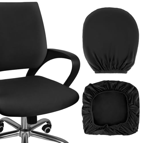 GHVACZS Schwarz Bürostuhl Bezug, Waschbarer Bezug Bürostuhl, Elastischer Bezug für Bürostuhl, Geeignet für die Meisten Bürostühle 38-48cm (Rückenlehnenbezug und Sitzkissenbezug)