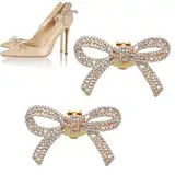 NCOALE Schuhschmuck, 2 Stück Hochzeit Schuhclips Damen Braut Strass Schuhanstecker Schuh Charms Schleife Clogs Stecker Schuhschnalle, Kann Zerlegen Schuh Dekorative Accessoires (Gold)