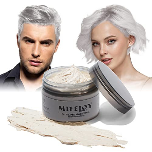 Weiß Haartönung Temporäre Haarfarbe 4,23 Unzen, Instant Hair Cream Mud Natürliche Frisur Pomade, Männer Frauen Styling Haartone Wax, Haar Wachs für Party Cosplay Halloween