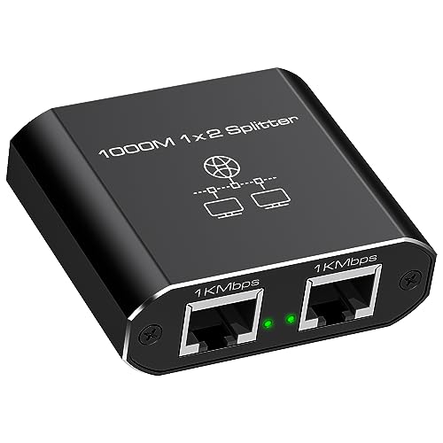 VEDINDUST LAN Splitter 1 auf 2 1000Mbps Ethernet Splitter LAN Switch 2 Port Mit Type-C-Netzkabel Gigabit Switch für Computer, Hub, Switch, Router, Set-Top Box, Digital TV, et