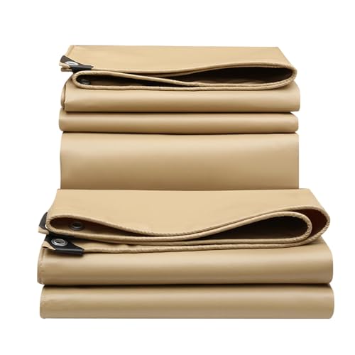 Beige PVC-Plane, strapazierfähig, 500 g/m², mit Ösen, LKW-Plane, 1 x 1,5 m, 1,2 x 1,5 m, 1,8 x 2,4 m, 2 x 3 m, 3 x 4 m, Plane für Deck, Veranda, Terrasse, Überdachung oder Camping im Freien(1.2x1.5m)