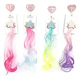 Irtyif Haarverlängerung Clips, 4 Stück Haarsträhnen Zum Einklipsen, Haarsträhnen Kinder,Vierfarbige fünfzackige Sternform,Prinzessin Mädchen Haarschmuck, Bunte Haarteile Synthese Party Ankleiden