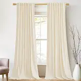 StangH Elfenbeinweiße Wohnzimmer-Vorhänge, 266,7 cm lang, weicher Samt, wärmeisoliert, leicht dimmbar, Fenstervorhänge für Schlafzimmer, Sichtschutz, B 52 x L 105, 2 Paneele