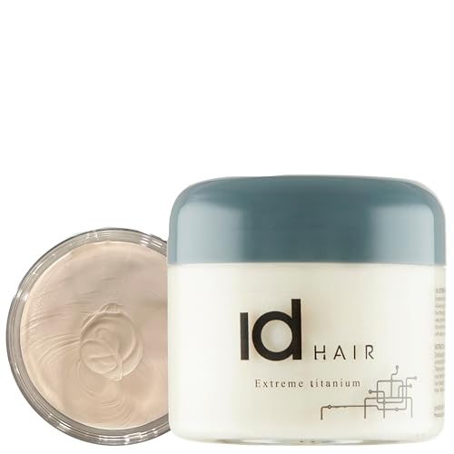 IdHAIR Extreme Titanium: Professionelles Mudwachs für stylisches Kurzhaar - Starker Halt, Glanz und Textur - Einfach auszuspülen - Parabenfrei - 100 ml