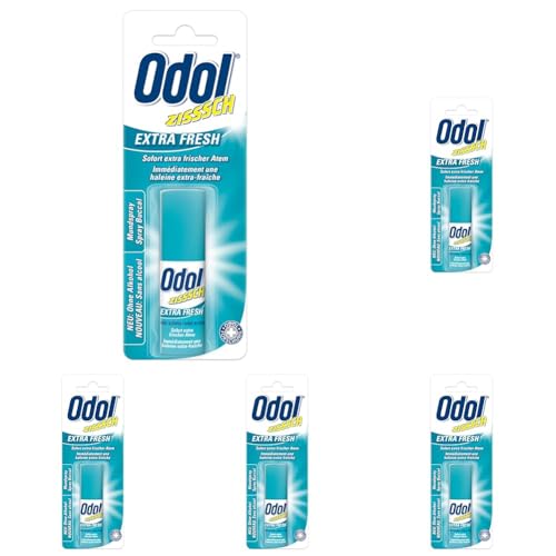 Odol Mundspray Extra Fresh, 15ml, Sofort extra frischer Atem, Alkoholfrei (Packung mit 5)