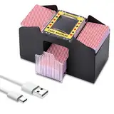 Wowlela Automatischer Elektrischer Kartenmischer für 1-4 Deck, USB-C/Elektrischer Batteriebetriebener Kartenmischer,Kartenmischmaschine für Poker,UNO,Texas Hold'em,Blackjack,Familienparty Clubspiel