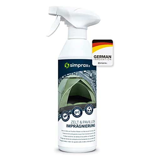 simprax® Zelt Imprägnierung Spray-On - 500ml - Imprägniermittel Imprägnierspray - Oeko-TEX ECO-Passport - UV-stabil, biologisch abbaubar