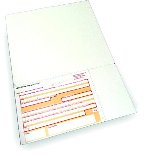 Überweisungsträger SEPA - Stand unten links, 100 Blatt, DIN A4, 90 g/qm OCR-Beleglesepapier