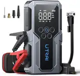 UTRAI Starthilfe Powerbank mit Kompressor 4500A, Booster Auto Starthilfe mit 18-W-Schnellladung, LED-Taschenlampe, Zwangsstart, 12V Jump Starter Powerbank Bis zu 8.5L Benzin & 6.5L Dieselmotor