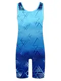 Kaerm Triathlon Anzug Kinder Junge MTB Rennrad Fahrrad Trikot Ärmellos Overall Sportlich Jumpsuit Geometrisch Print Leotard Sportswear Hellblau 122-128