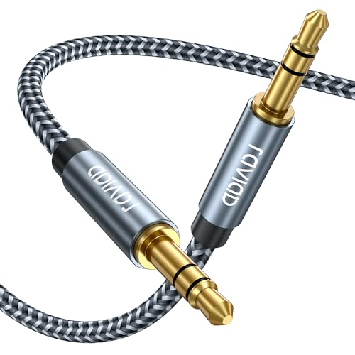 RAVIAD Aux Kabel 3,5mm Klinke auf Klinkenkabel 2M, Stereo Audio Kabel Nylon Geflochtenes für Kopfhörer, Auto, Galaxy A/M Serien, Redmi Note Serie, PC, Tablets, Lautsprecher, MP3 Player