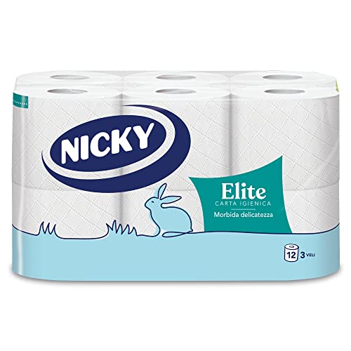 Nicky, Elite, Super Weich, 3-lagig – 1272 G WC-Papier – 12 Rollen